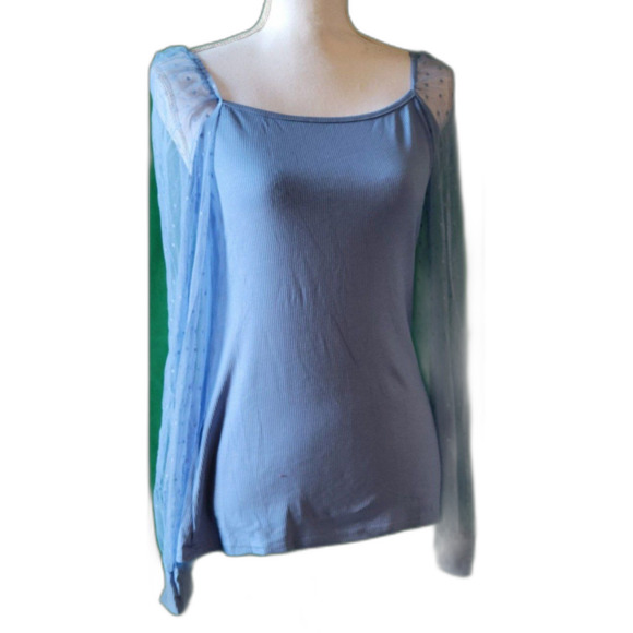 For G and PL Mesh Puff Polka Dot Long Sleeve Blouse Sz L - Picture 4 of 8